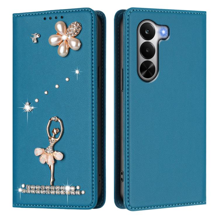 For Realme P4x 5G Ballet Girl Diamond Studded RFID Vegan Leather Phone Case