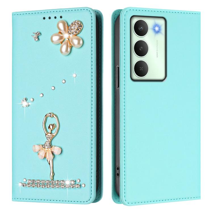 For Realme V70 5G / C75 5G Ballet Girl Diamond Studded RFID Vegan Leather Phone Case