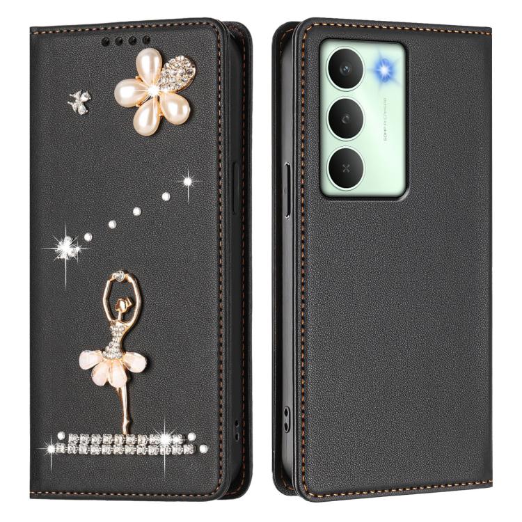For Realme V70 5G / C75 5G Ballet Girl Diamond Studded RFID Vegan Leather Phone Case