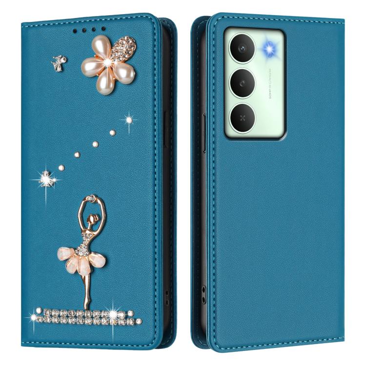 For Realme V70 5G / C75 5G Ballet Girl Diamond Studded RFID Vegan Leather Phone Case