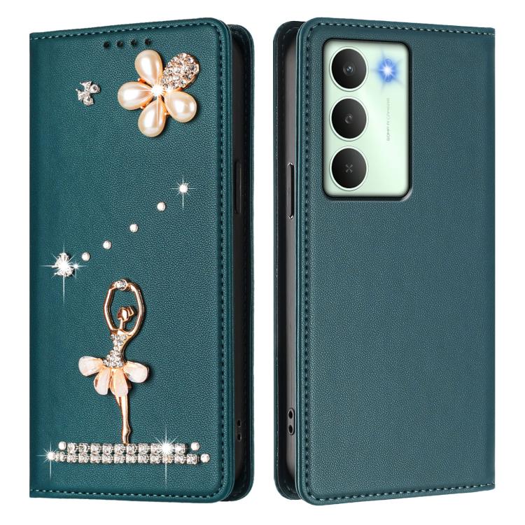 For Realme V70 5G / C75 5G Ballet Girl Diamond Studded RFID Vegan Leather Phone Case