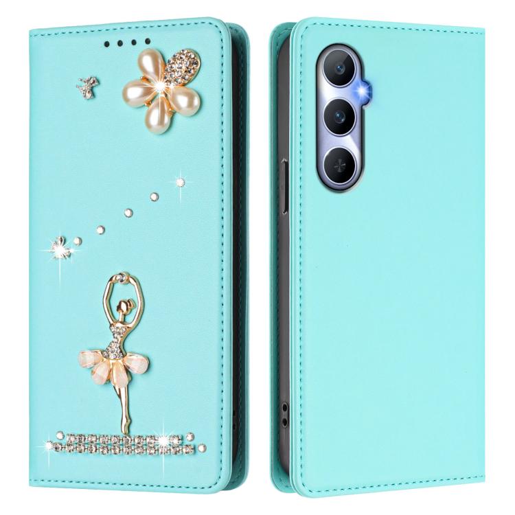 For Realme C65 4G Global Ballet Girl Diamond Studded RFID Vegan Leather Phone Case