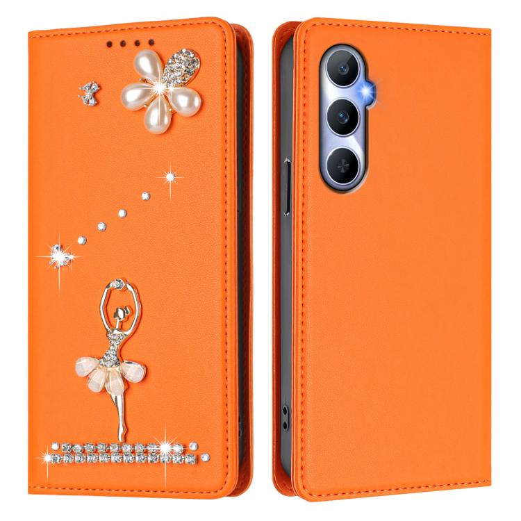For Realme C65 4G Global Ballet Girl Diamond Studded RFID Vegan Leather Phone Case