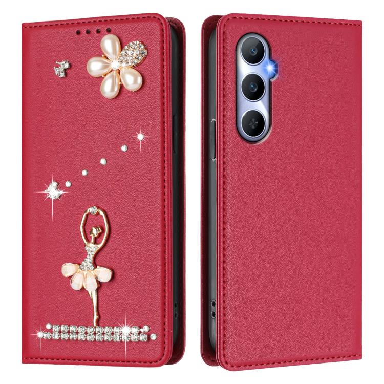 For Realme C65 4G Global Ballet Girl Diamond Studded RFID Vegan Leather Phone Case