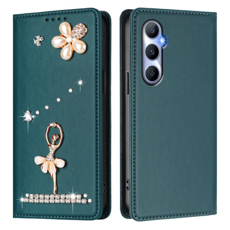 For Realme C65 4G Global Ballet Girl Diamond Studded RFID Vegan Leather Phone Case
