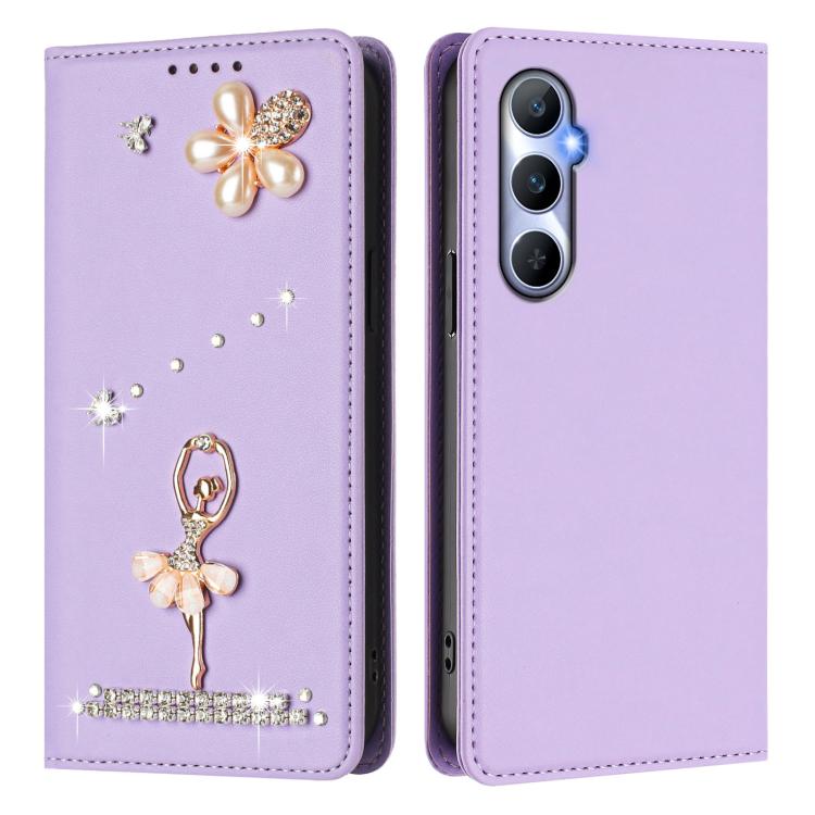 For Realme C65 4G Global Ballet Girl Diamond Studded RFID Vegan Leather Phone Case