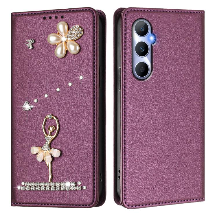 For Realme C65 4G Global Ballet Girl Diamond Studded RFID Vegan Leather Phone Case