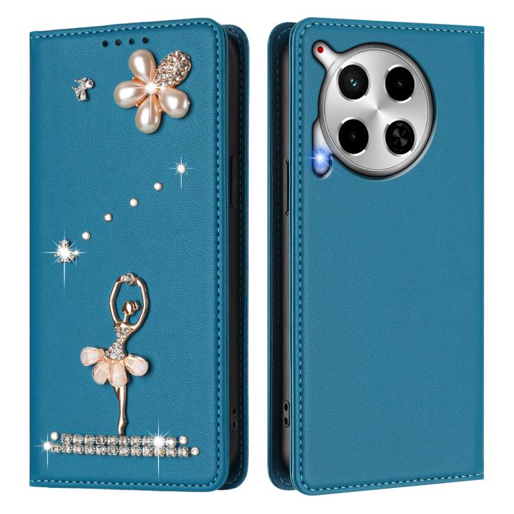 For Tecno Camon 30 / Camon 30 5G Ballet Girl Diamond Studded RFID Vegan Leather Phone Case