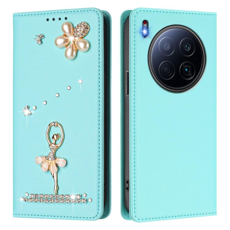 For Tecno Camon 40 Premier Ballet Girl Diamond Studded RFID Vegan Leather Phone Case