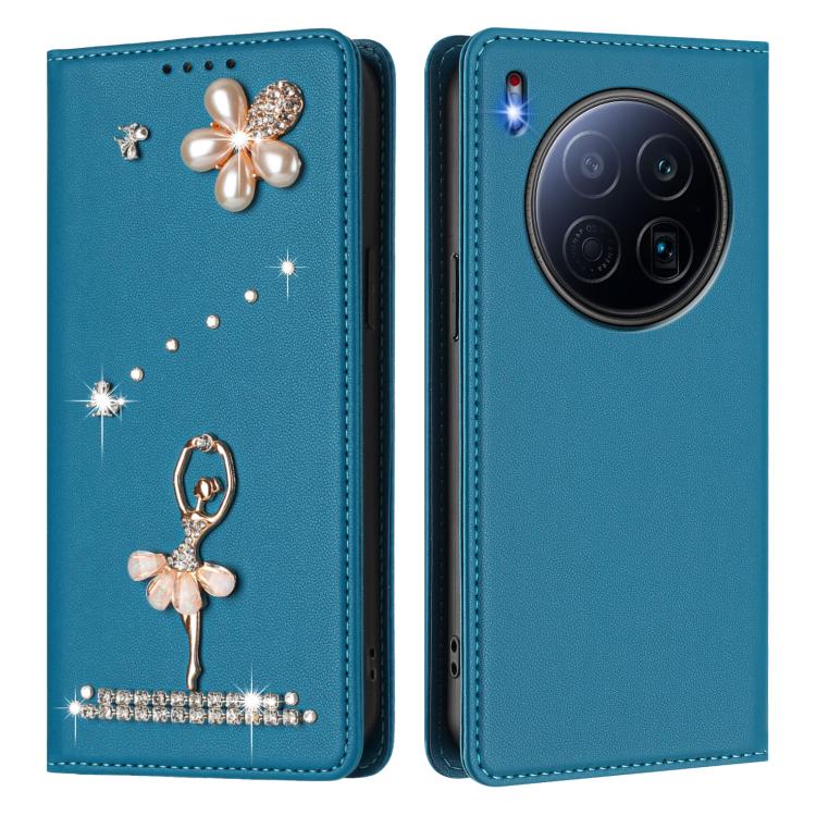 For Tecno Camon 40 Premier Ballet Girl Diamond Studded RFID Vegan Leather Phone Case
