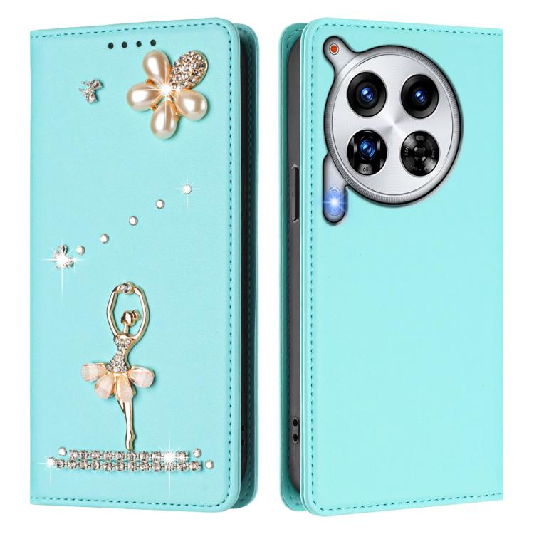 For Tecno Camon 30 Premier Ballet Girl Diamond Studded RFID Vegan Leather Phone Case