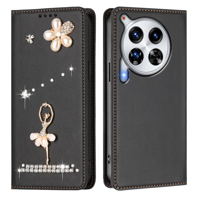 For Tecno Camon 30 Premier Ballet Girl Diamond Studded RFID Vegan Leather Phone Case