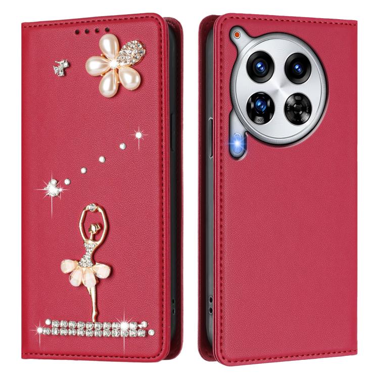 For Tecno Camon 30 Premier Ballet Girl Diamond Studded RFID Vegan Leather Phone Case