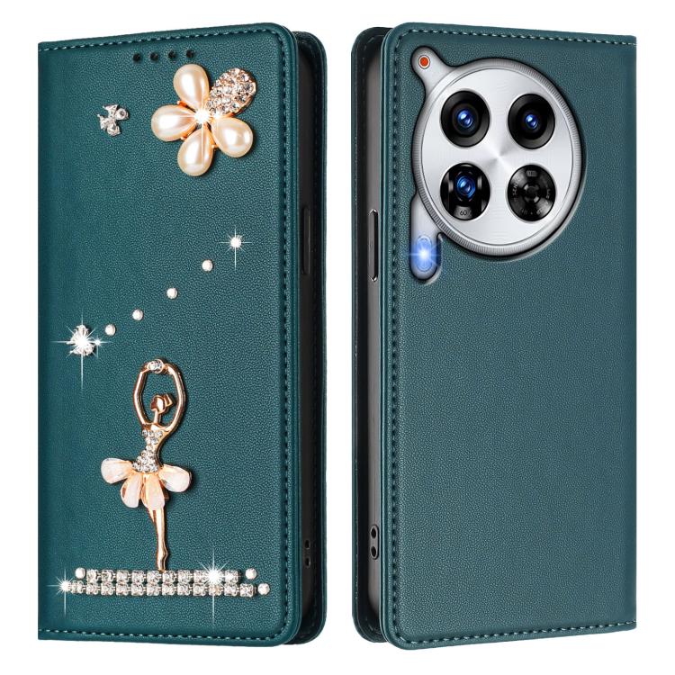 For Tecno Camon 30 Premier Ballet Girl Diamond Studded RFID Vegan Leather Phone Case