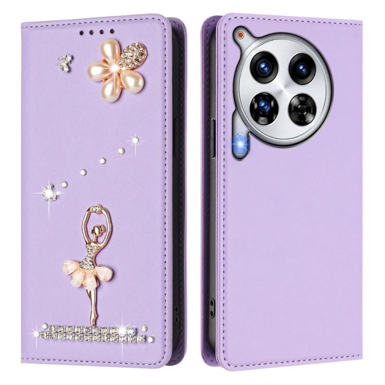 For Tecno Camon 30 Premier Ballet Girl Diamond Studded RFID Vegan Leather Phone Case