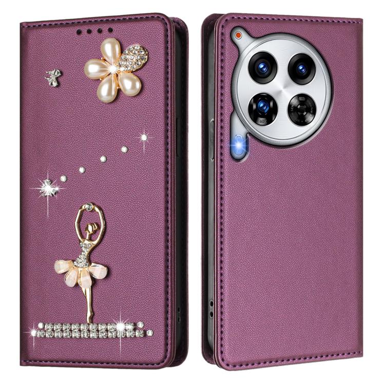 For Tecno Camon 30 Premier Ballet Girl Diamond Studded RFID Vegan Leather Phone Case