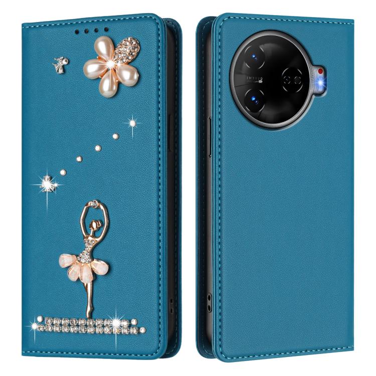 For Tecno Camon 30 Pro Ballet Girl Diamond Studded RFID Vegan Leather Phone Case