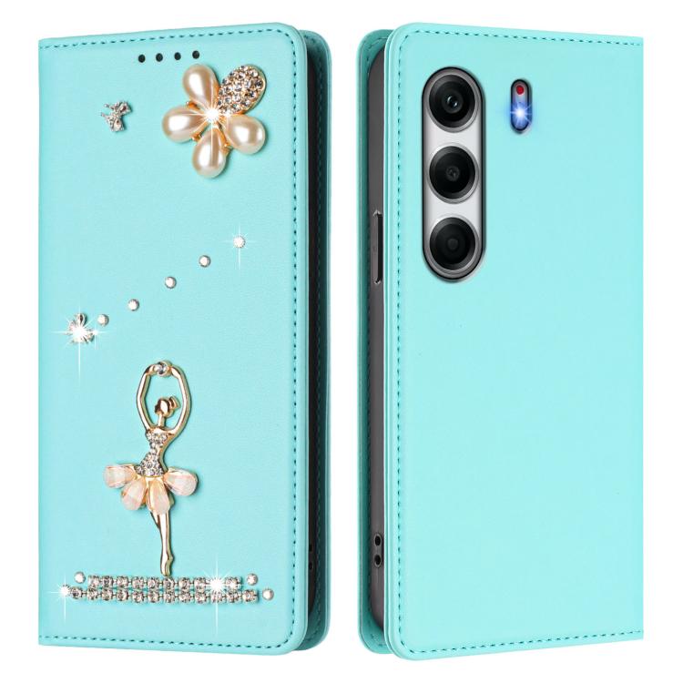 For Tecno Camon 40 Ballet Girl Diamond Studded RFID Vegan Leather Phone Case