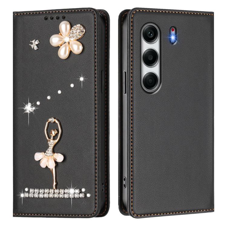 For Tecno Camon 40 Ballet Girl Diamond Studded RFID Vegan Leather Phone Case