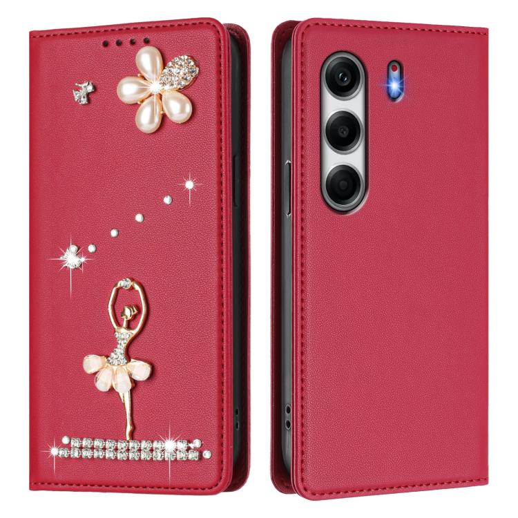 For Tecno Camon 40 Ballet Girl Diamond Studded RFID Vegan Leather Phone Case