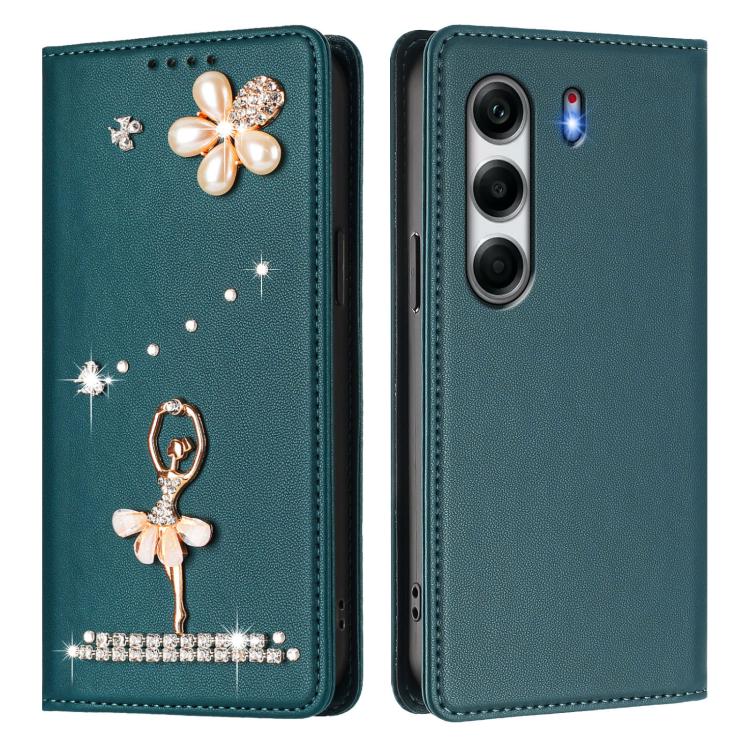 For Tecno Camon 40 Ballet Girl Diamond Studded RFID Vegan Leather Phone Case