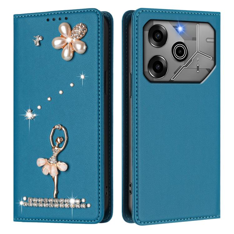 For Tecno Pova 6 / Pova 6 Pro Ballet Girl Diamond Studded RFID Vegan Leather Phone Case
