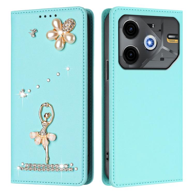 For Tecno Pova 6 Neo 5G / Spark 30 5G Ballet Girl Diamond Studded RFID Vegan Leather Phone Case