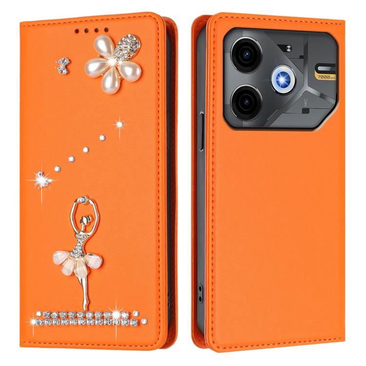 For Tecno Pova 6 Neo 5G / Spark 30 5G Ballet Girl Diamond Studded RFID Vegan Leather Phone Case