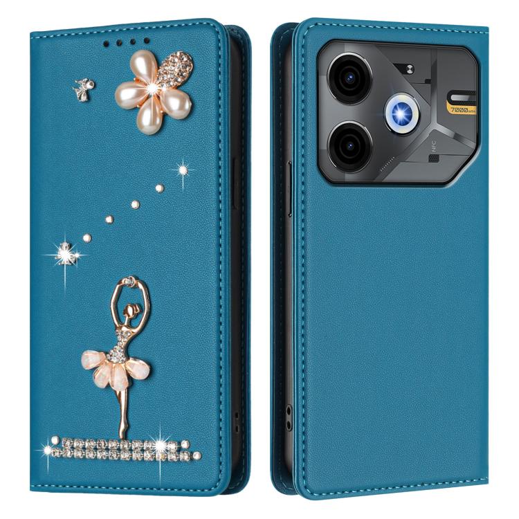 For Tecno Pova 6 Neo 5G / Spark 30 5G Ballet Girl Diamond Studded RFID Vegan Leather Phone Case