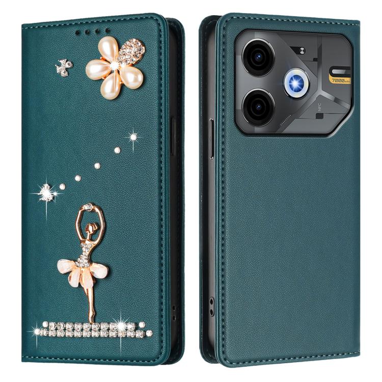 For Tecno Pova 6 Neo 5G / Spark 30 5G Ballet Girl Diamond Studded RFID Vegan Leather Phone Case