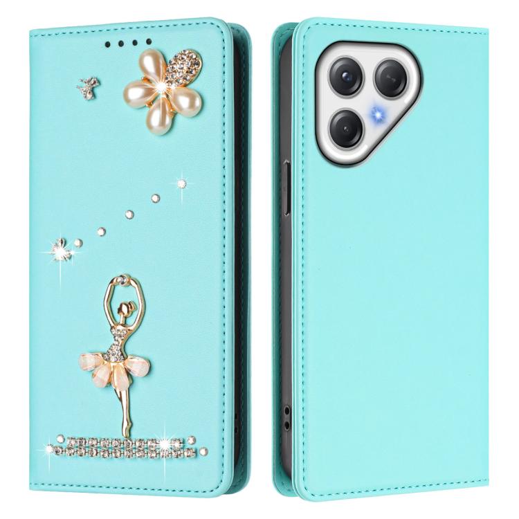 For Tecno Pova 7 / Pova 7 neo Ballet Girl Diamond Studded RFID Vegan Leather Phone Case