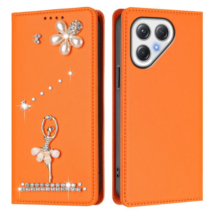 For Tecno Pova 7 / Pova 7 neo Ballet Girl Diamond Studded RFID Vegan Leather Phone Case
