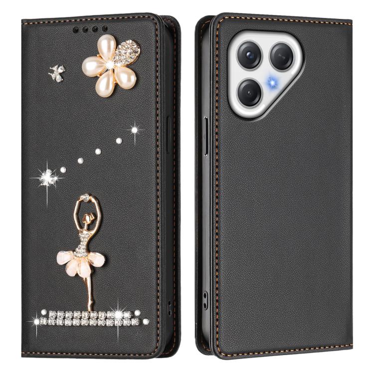 For Tecno Pova 7 / Pova 7 neo Ballet Girl Diamond Studded RFID Vegan Leather Phone Case
