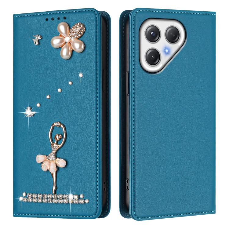 For Tecno Pova 7 / Pova 7 neo Ballet Girl Diamond Studded RFID Vegan Leather Phone Case