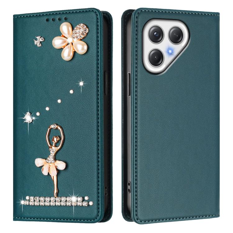 For Tecno Pova 7 / Pova 7 neo Ballet Girl Diamond Studded RFID Vegan Leather Phone Case