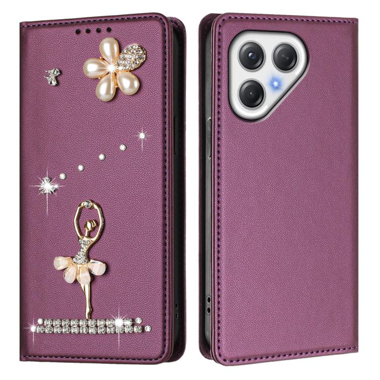 For Tecno Pova 7 / Pova 7 neo Ballet Girl Diamond Studded RFID Vegan Leather Phone Case