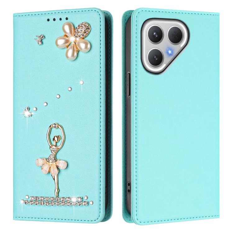 For Tecno Pova Curve Ballet Girl Diamond Studded RFID Vegan Leather Phone Case