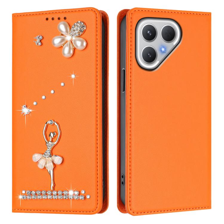 For Tecno Pova Curve Ballet Girl Diamond Studded RFID Vegan Leather Phone Case