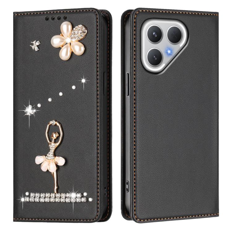 For Tecno Pova Curve Ballet Girl Diamond Studded RFID Vegan Leather Phone Case