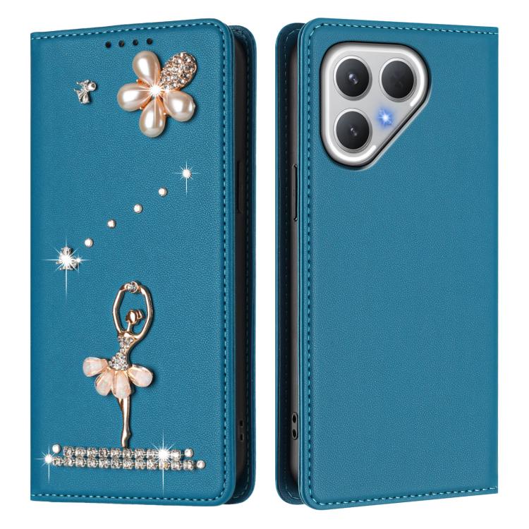 For Tecno Pova Curve Ballet Girl Diamond Studded RFID Vegan Leather Phone Case