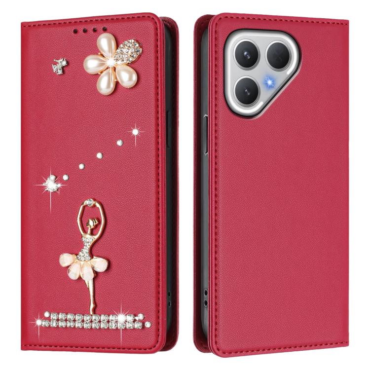 For Tecno Pova Curve Ballet Girl Diamond Studded RFID Vegan Leather Phone Case