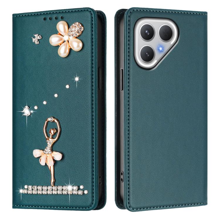 For Tecno Pova Curve Ballet Girl Diamond Studded RFID Vegan Leather Phone Case