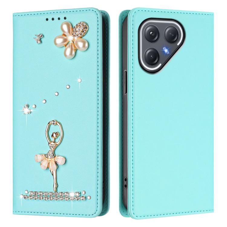 For Tecno Pova 7 Pro 5G Ballet Girl Diamond Studded RFID Vegan Leather Phone Case