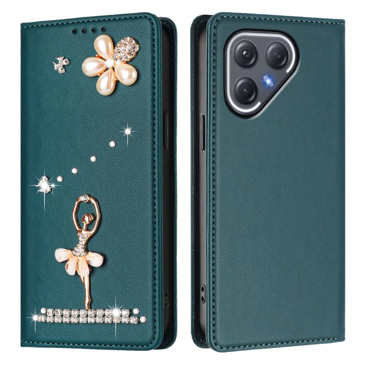 For Tecno Pova 7 Pro 5G Ballet Girl Diamond Studded RFID Vegan Leather Phone Case