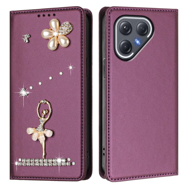 For Tecno Pova 7 Pro 5G Ballet Girl Diamond Studded RFID Vegan Leather Phone Case