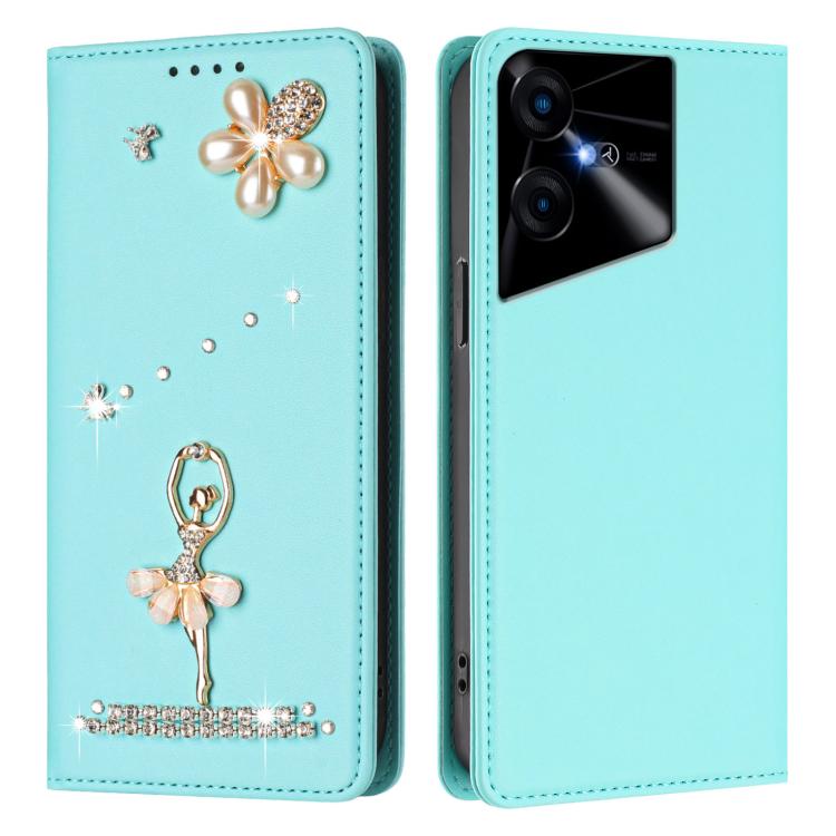 For Tecno Pova Neo 3 Ballet Girl Diamond Studded RFID Vegan Leather Phone Case