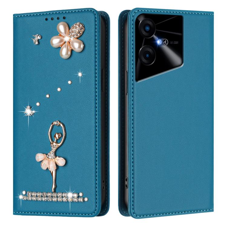 For Tecno Pova Neo 3 Ballet Girl Diamond Studded RFID Vegan Leather Phone Case