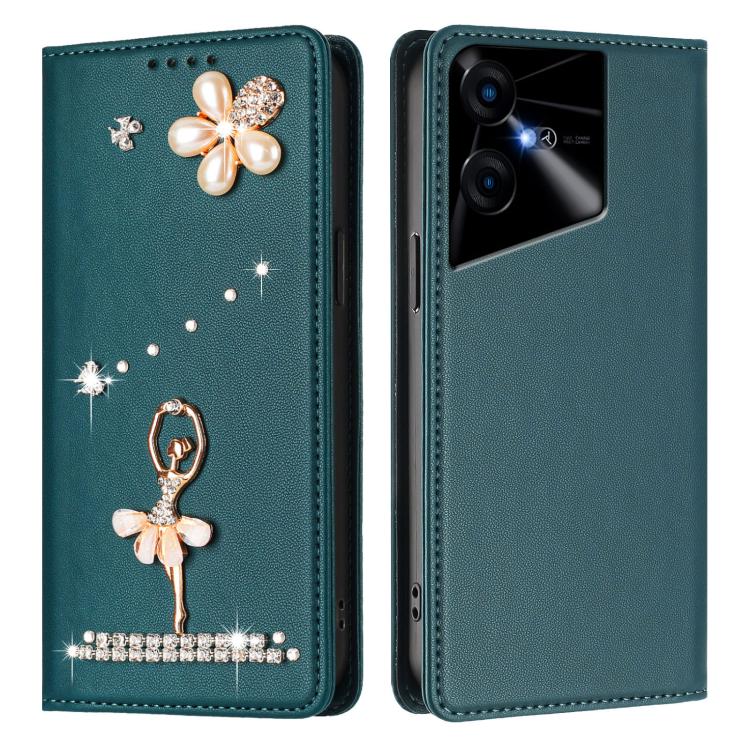 For Tecno Pova Neo 3 Ballet Girl Diamond Studded RFID Vegan Leather Phone Case