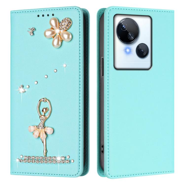 For Tecno Spark 10 5G Ballet Girl Diamond Studded RFID Vegan Leather Phone Case