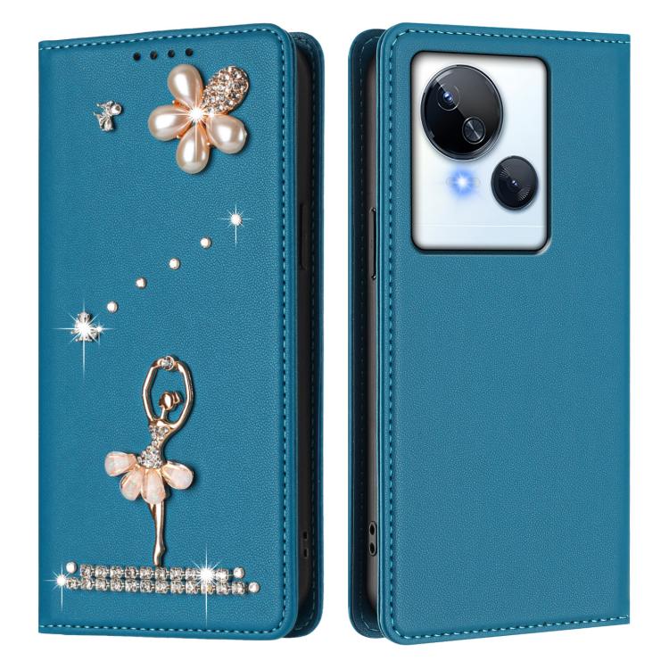 For Tecno Spark 10 5G Ballet Girl Diamond Studded RFID Vegan Leather Phone Case